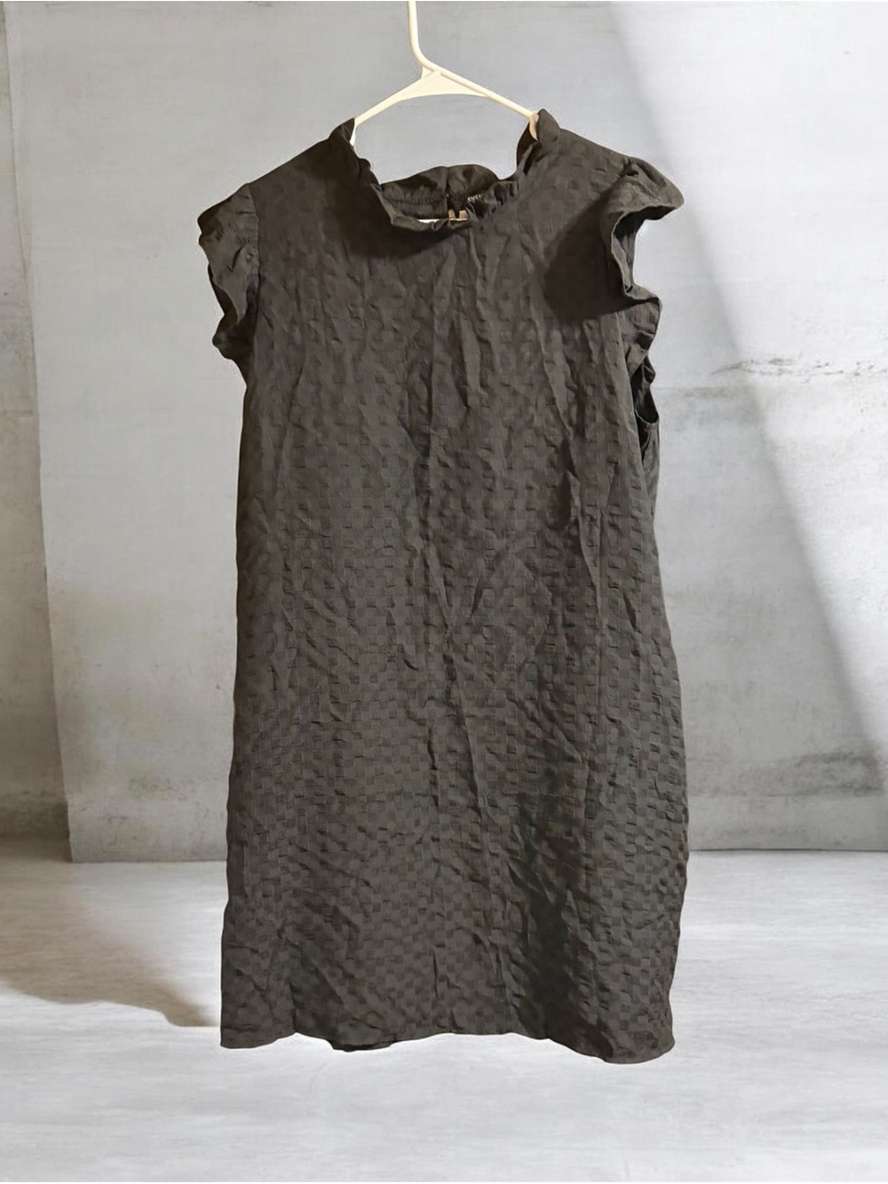 Women's Textured Short Sleeve Shift Dress - Black